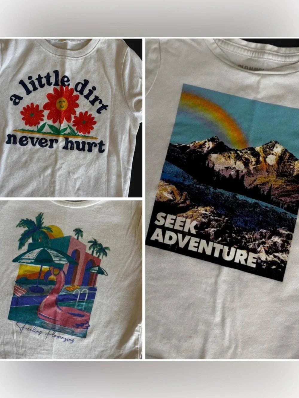 Kids Bundle of 3 Graphic T-Shirt with Colorful Prints Size 4-5